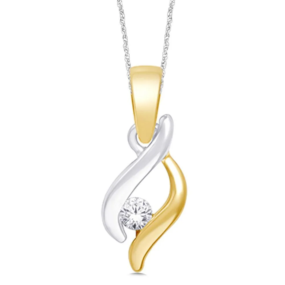 10K Two Tone 1/10 Ct.Tw.Diamond Fashion Pendant