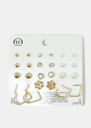 12-Pair Multi Design Earrings