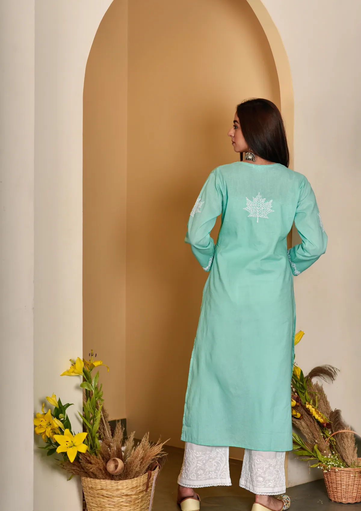 Adib Cotton Straight Kurta with Maple Motifs