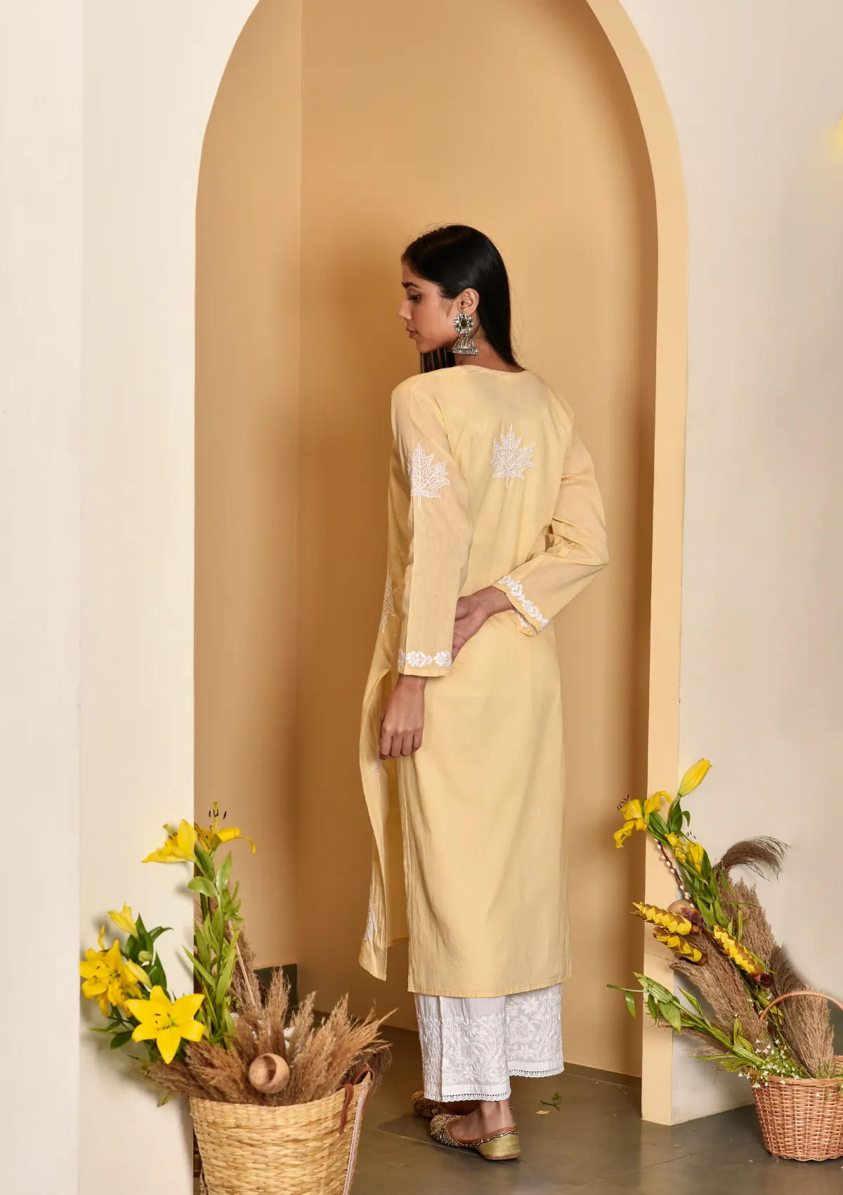 Adib Cotton Straight Kurta with Maple Motifs