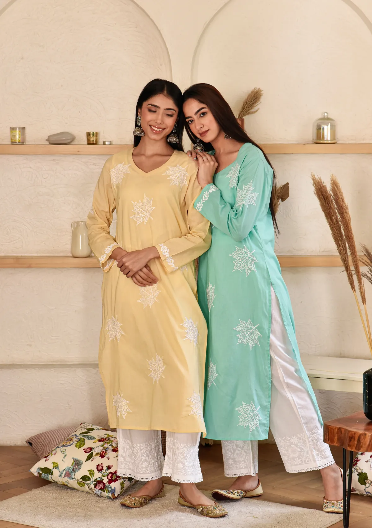 Adib Cotton Straight Kurta with Maple Motifs