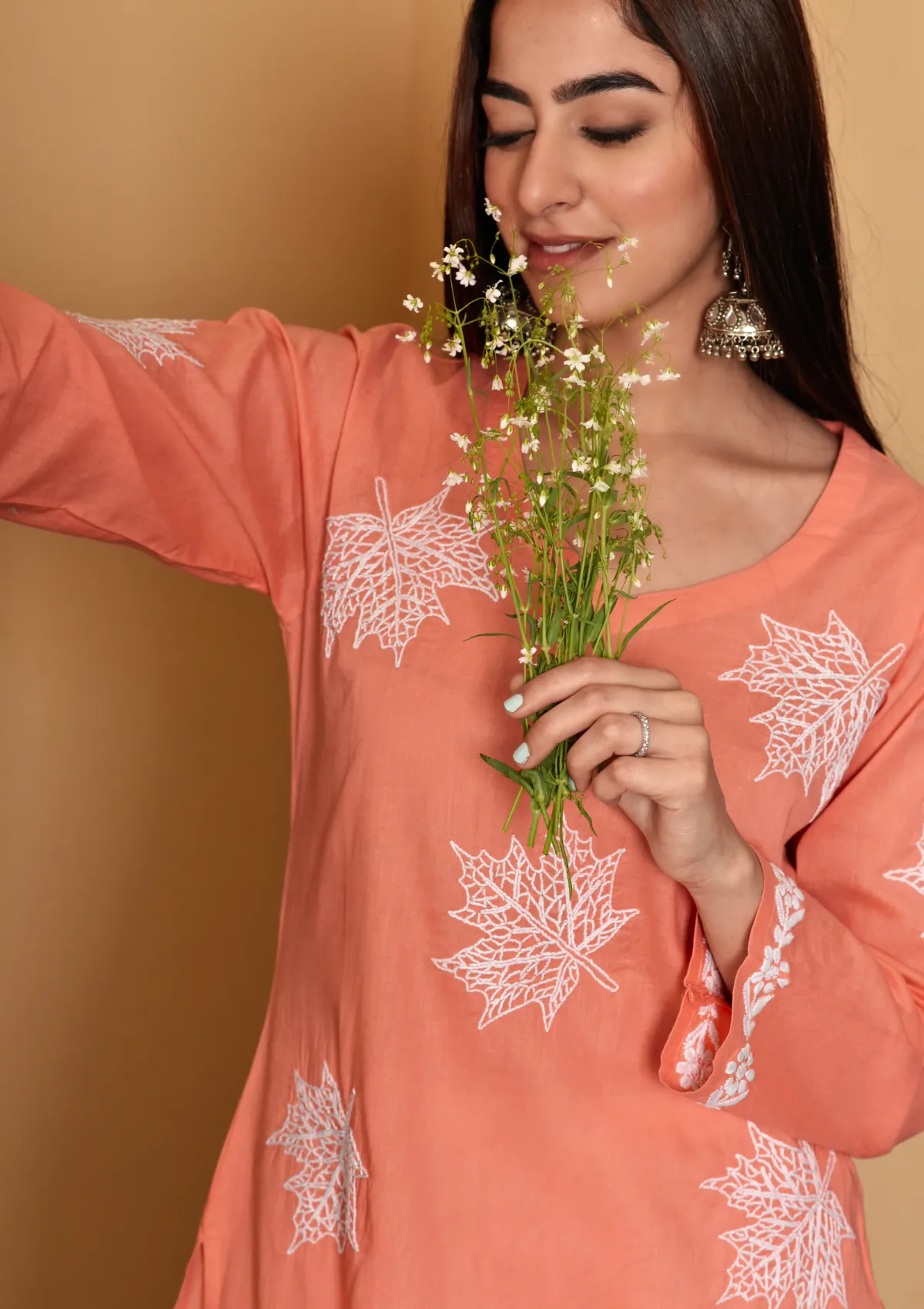 Adib Cotton Straight Kurta with Maple Motifs