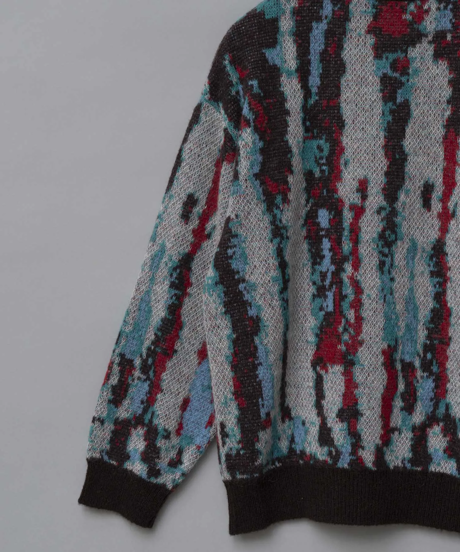 Airy Mohair Crazy Stripe Prime-Over V-Neck Knit Cardigan