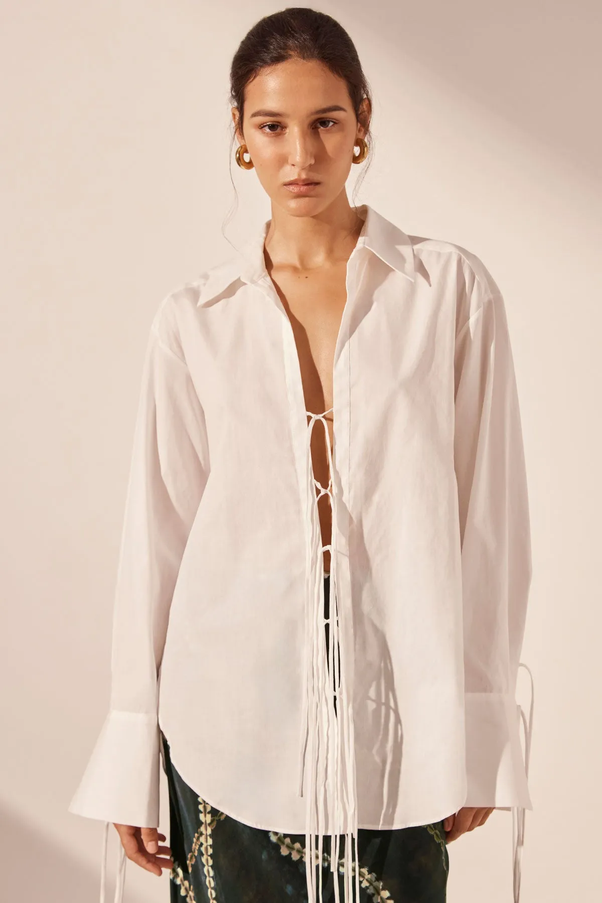 AMADA LACE UP SHIRT - WHITE