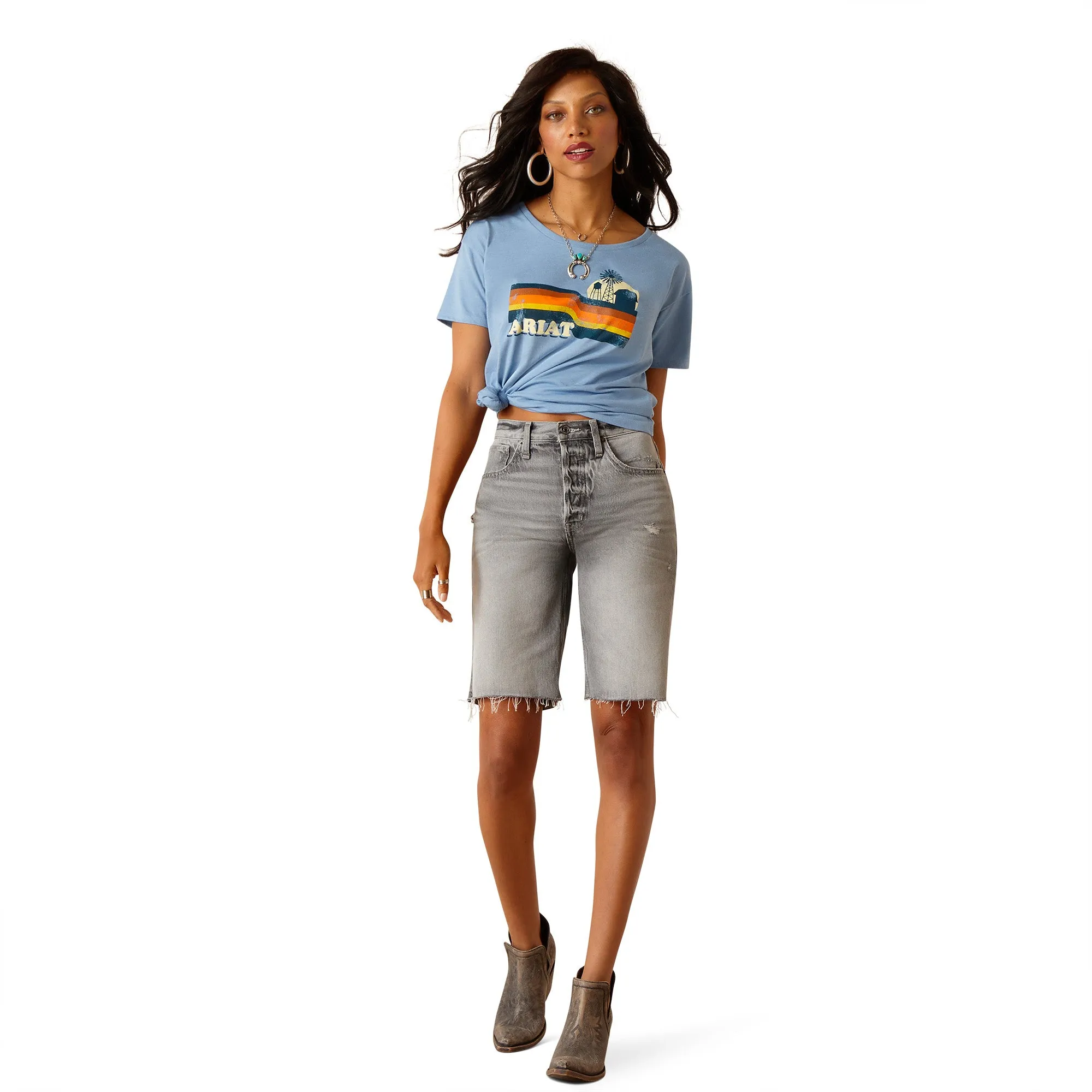 Ariat Women's Acres T-Shirt Light Blue Heather