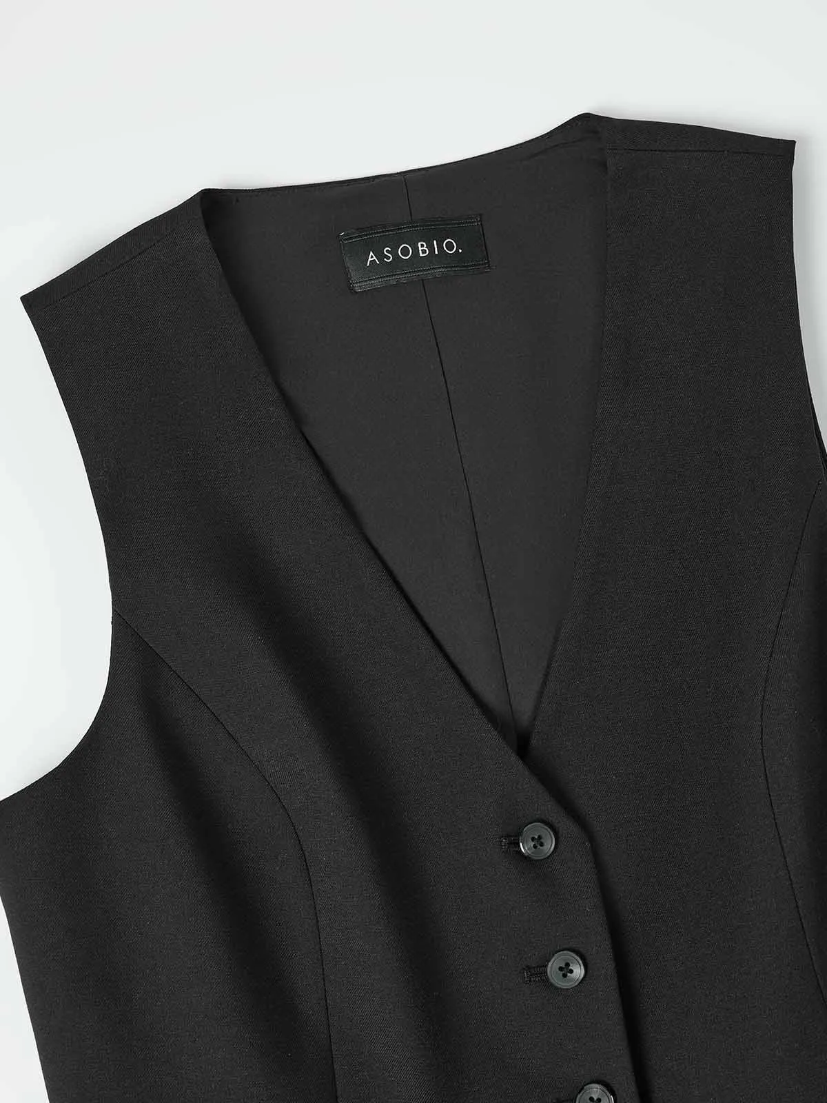 ASOBIO Slim-Fit Wool Blend Button-Up Suit Vest