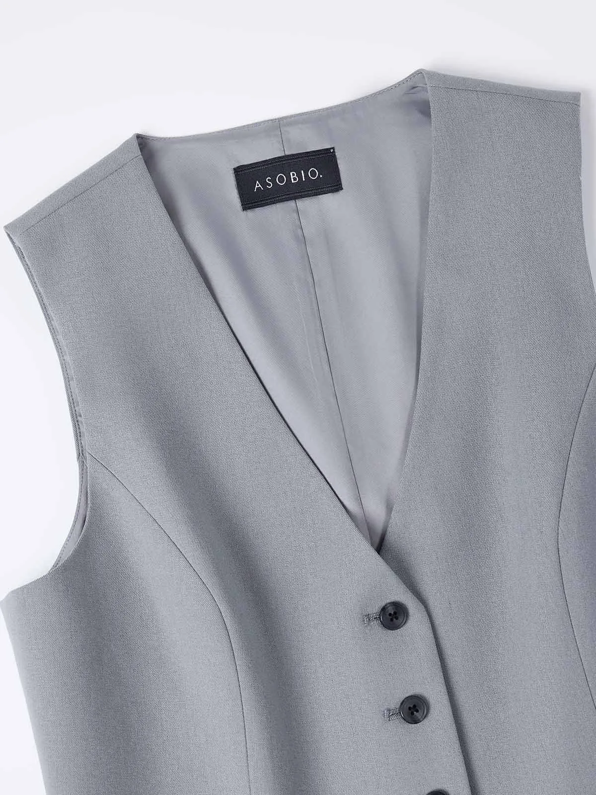 ASOBIO Slim-Fit Wool Blend Button-Up Suit Vest