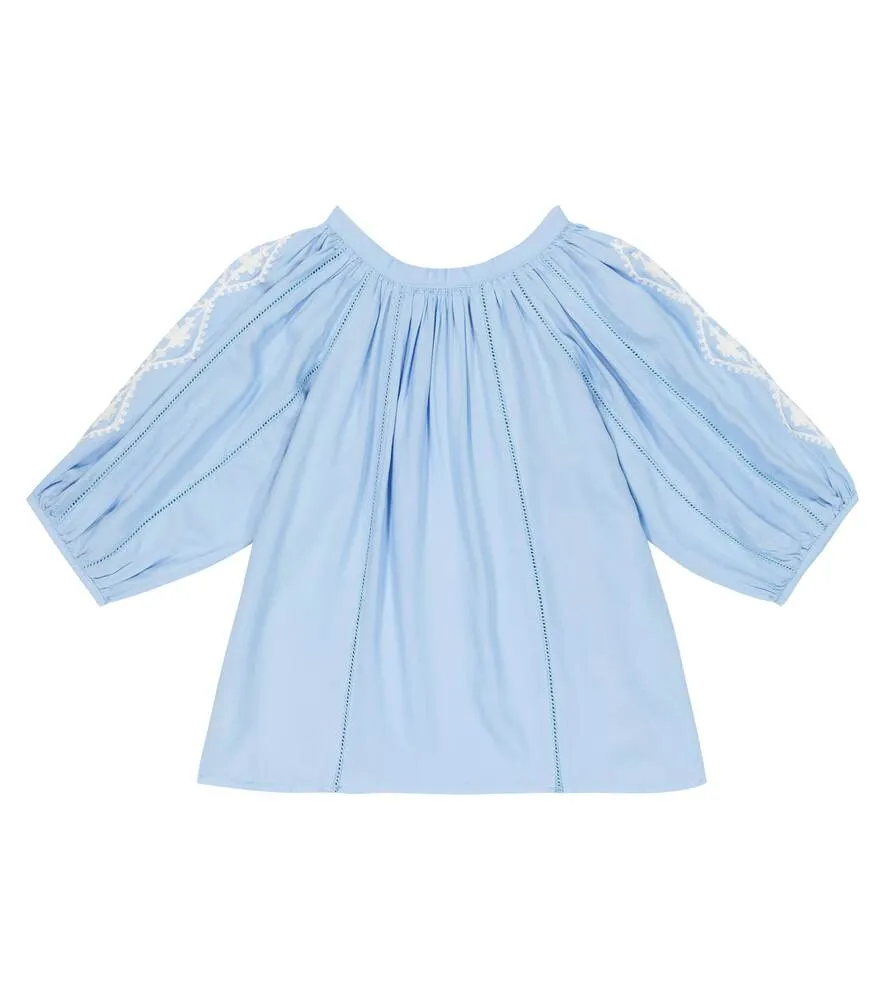 Baby Aliyah blouse with Melissa Odabash embroidery, white