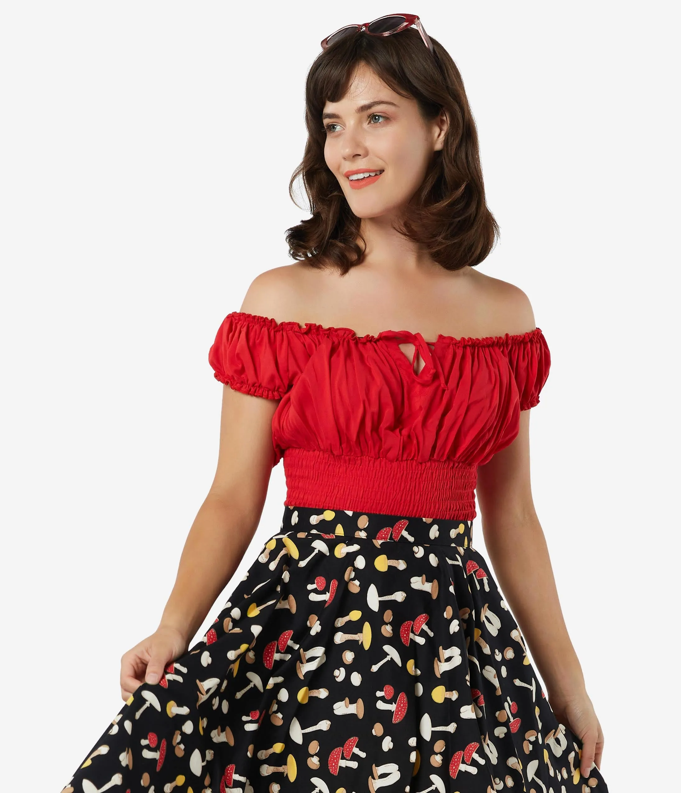 Bettie Page 1950s Red La Fiesta Crop Top