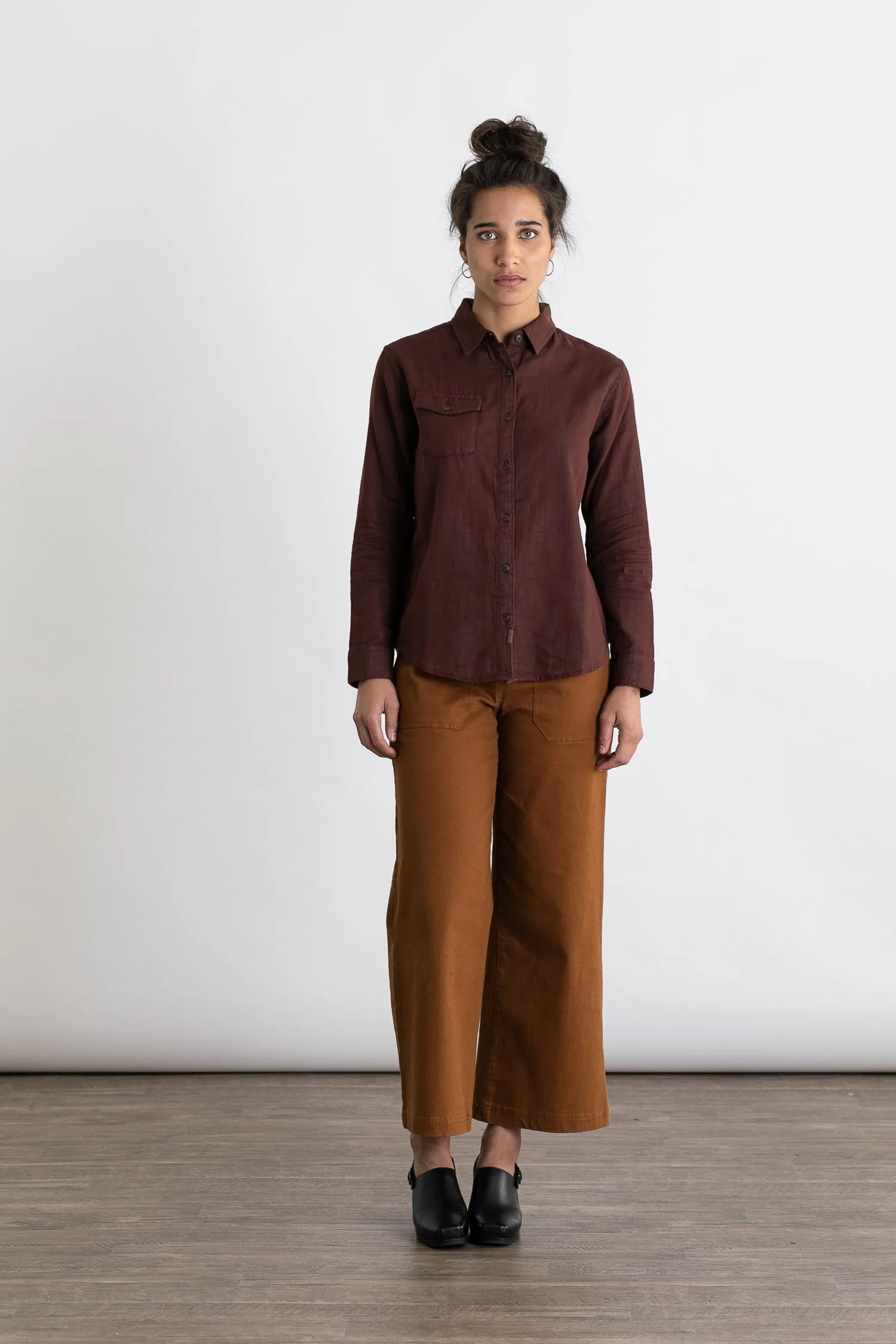 Bird Shirt / Burgundy Doublecloth