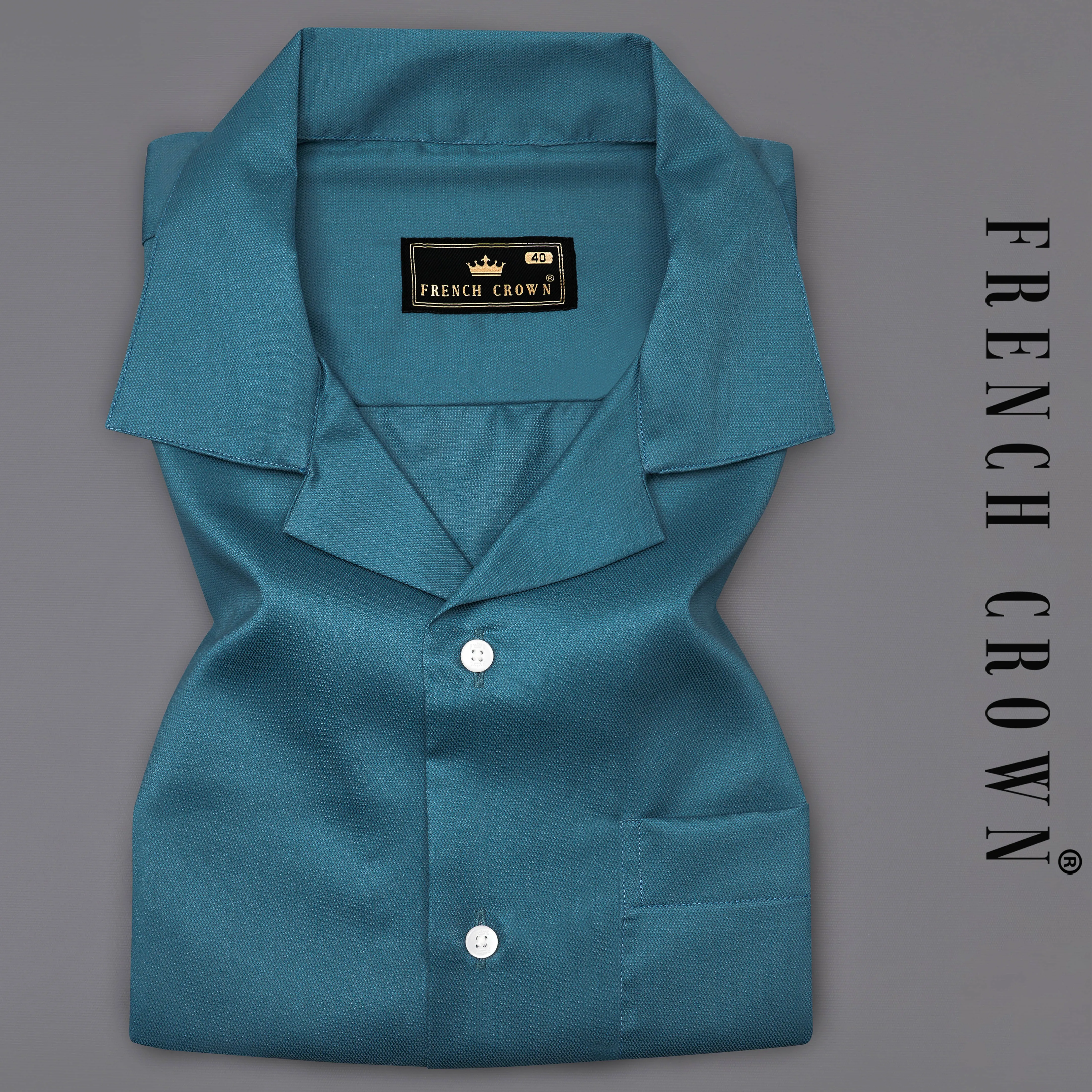 Bismark Blue Dobby Textured Premium Giza Cotton Shirt