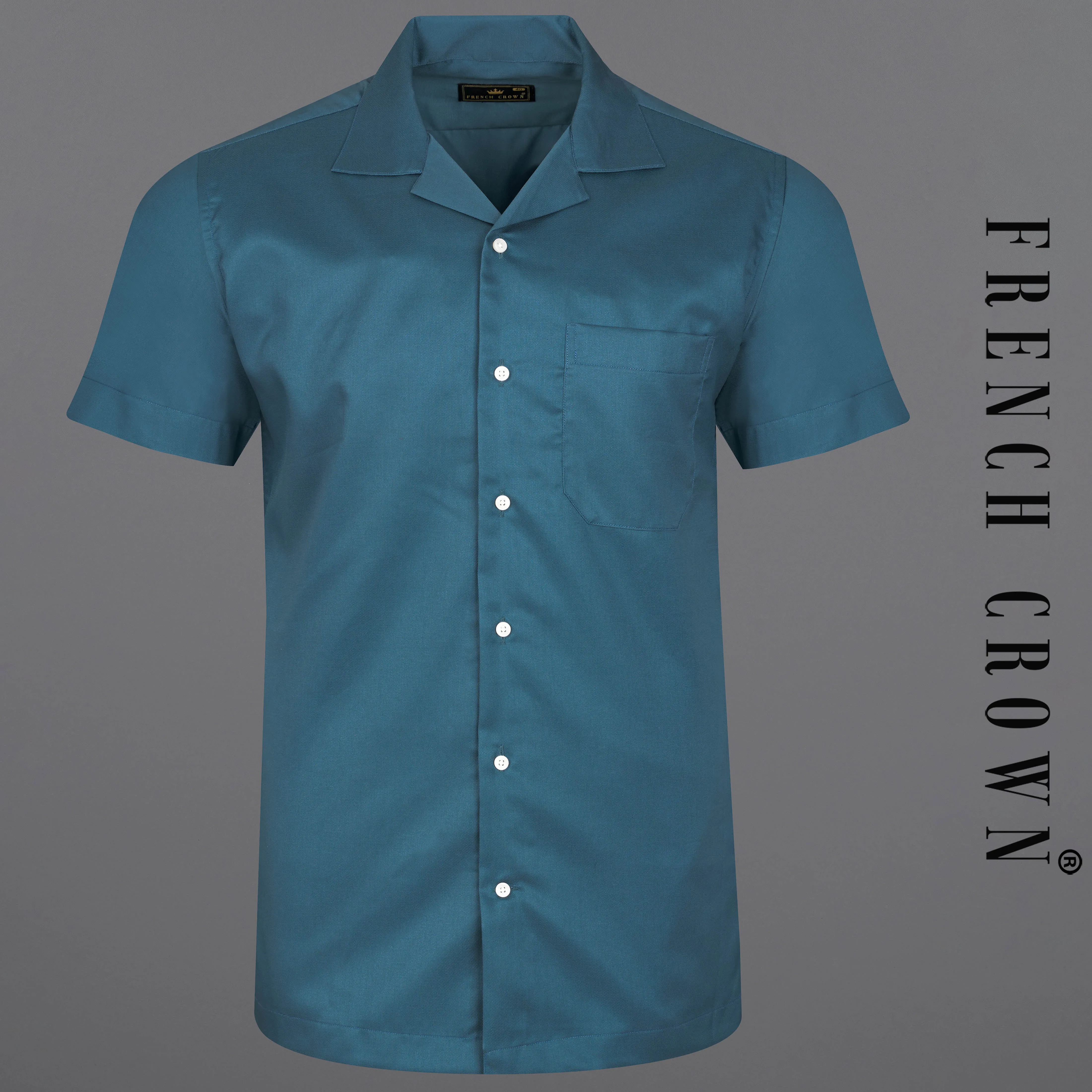 Bismark Blue Dobby Textured Premium Giza Cotton Shirt