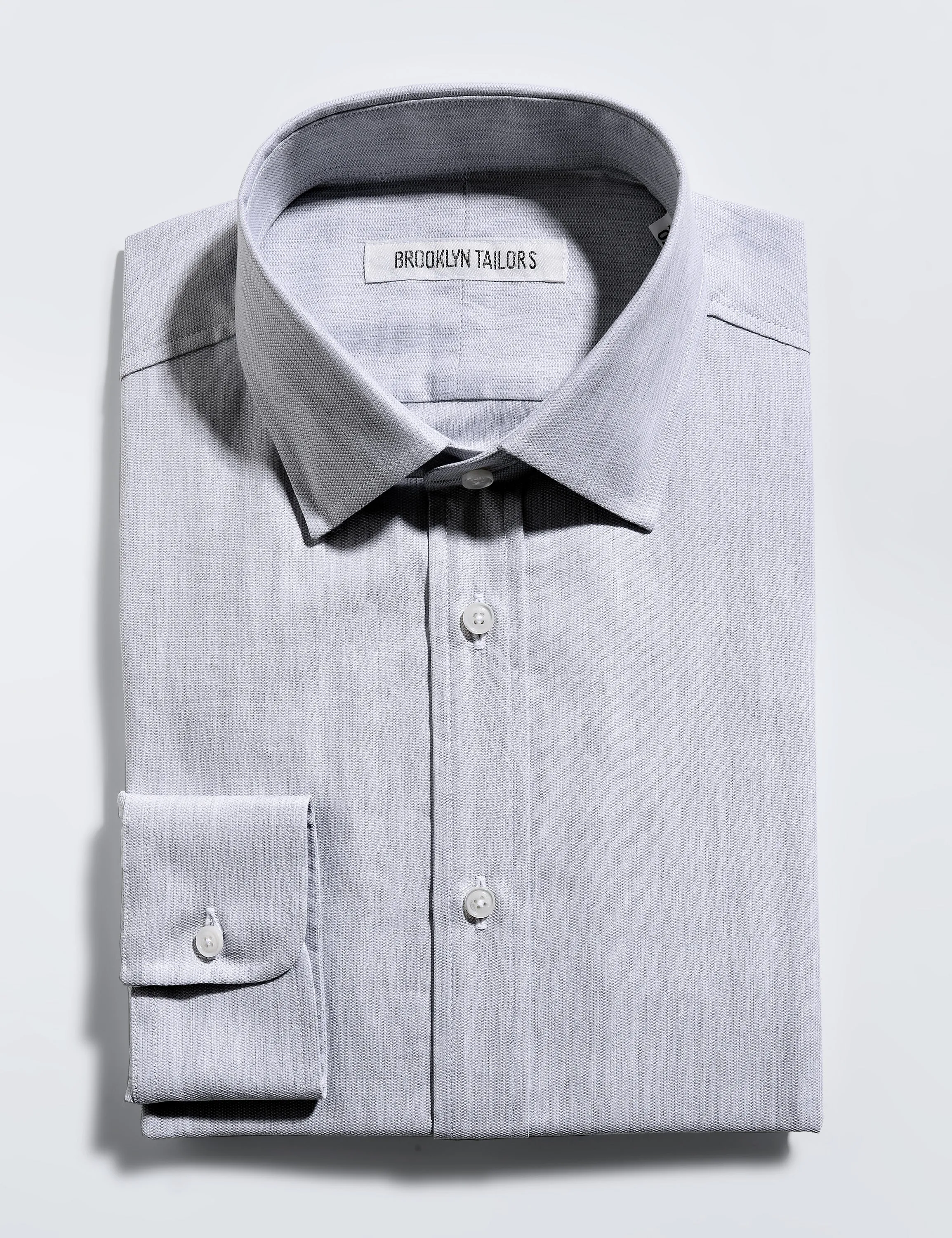 BKT20 Slim Dress Shirt in Cotton Basketweave - Fog