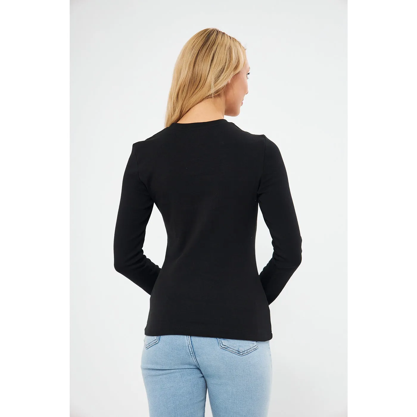 Black Keyhole Rib Top