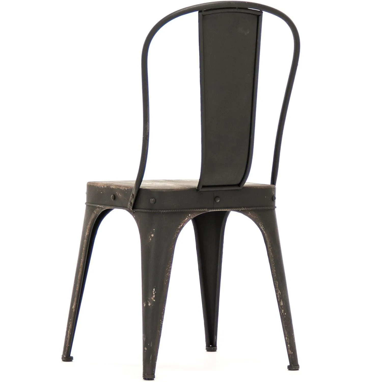 Black Metal French Words Chairs - Pair