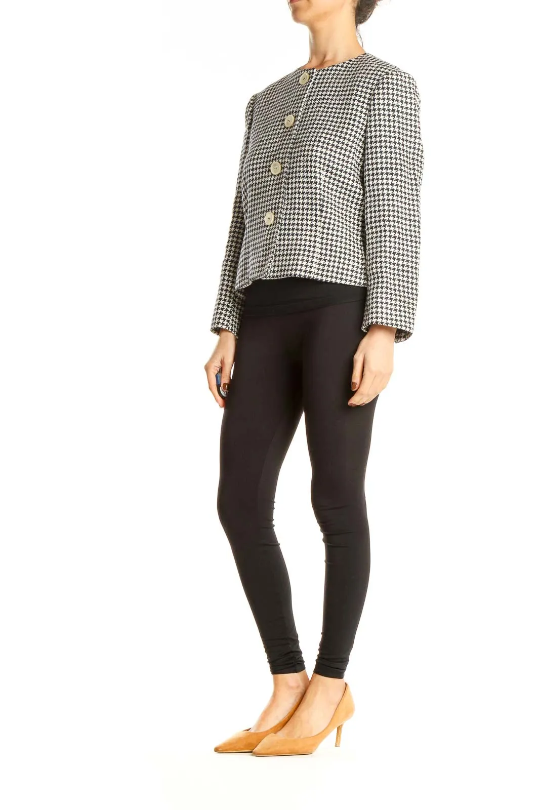 Black White Houndstooth Retro Blazer