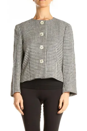 Black White Houndstooth Retro Blazer