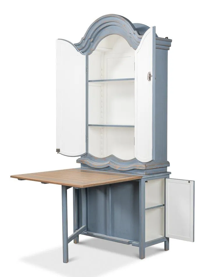 Blue Farmhouse Secretary Cabinet with Table