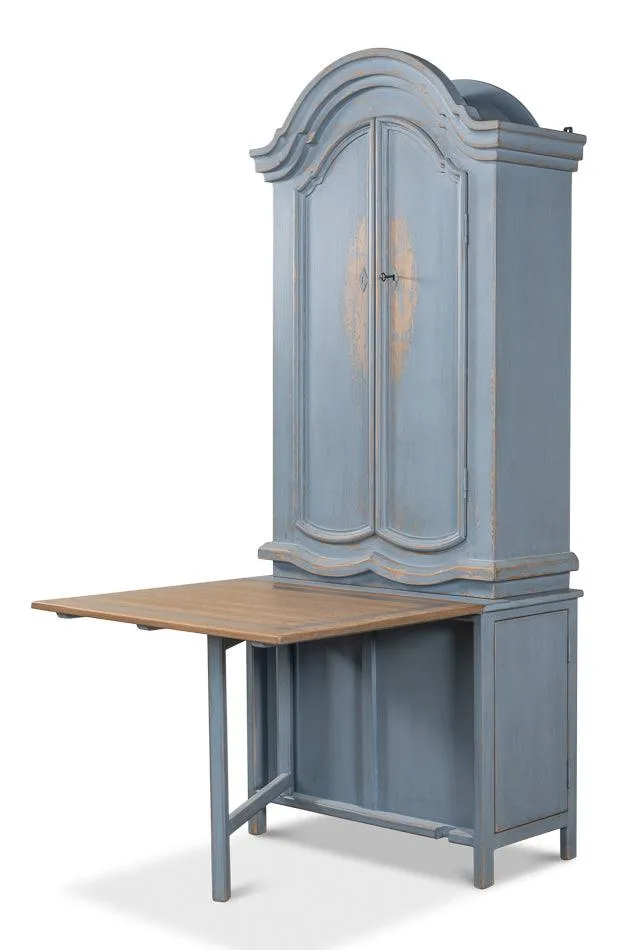 Blue Farmhouse Secretary Cabinet with Table