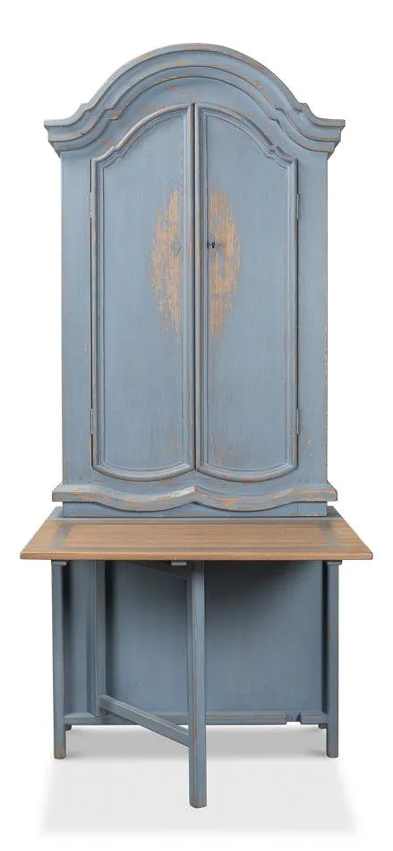 Blue Farmhouse Secretary Cabinet with Table