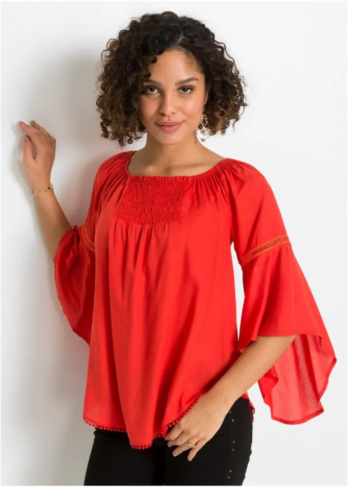 Bodyflirt slip-on blouse, red