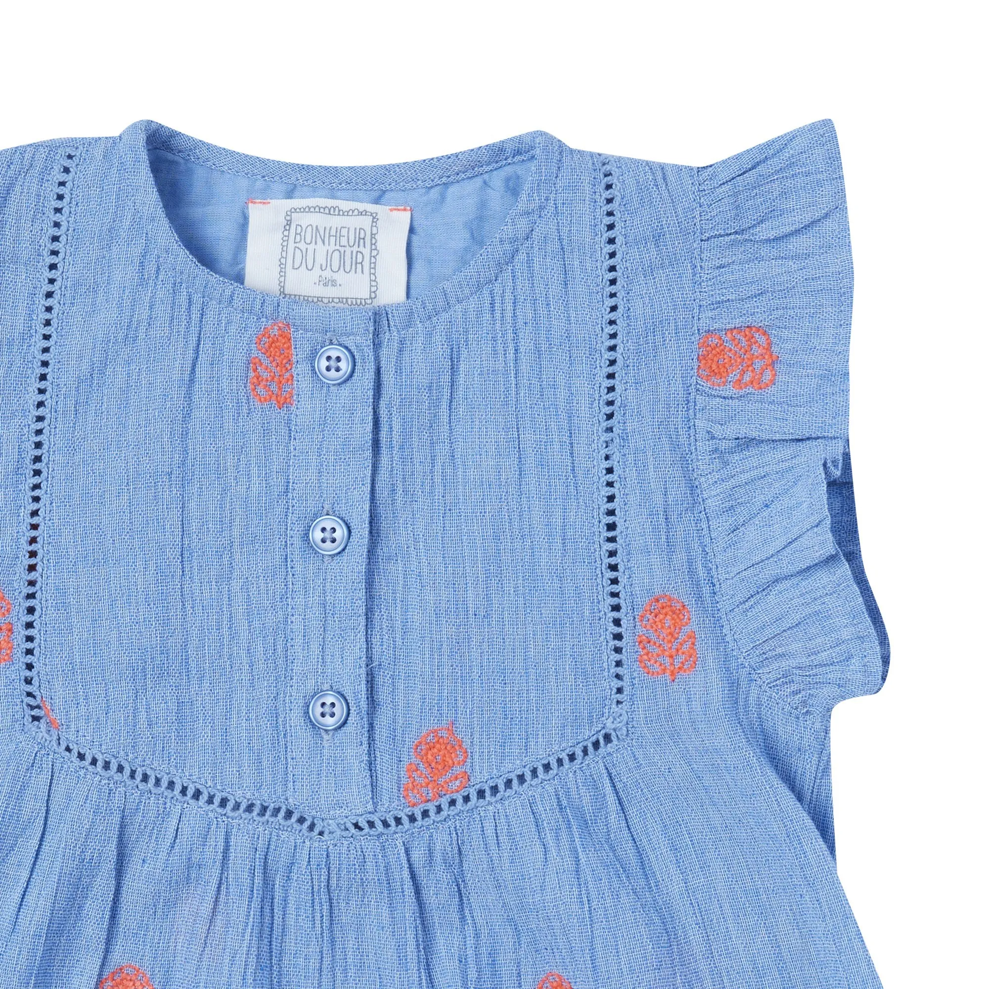 Bonheur du Jour Paris Cocotier Baby   Girl Blouse Blue