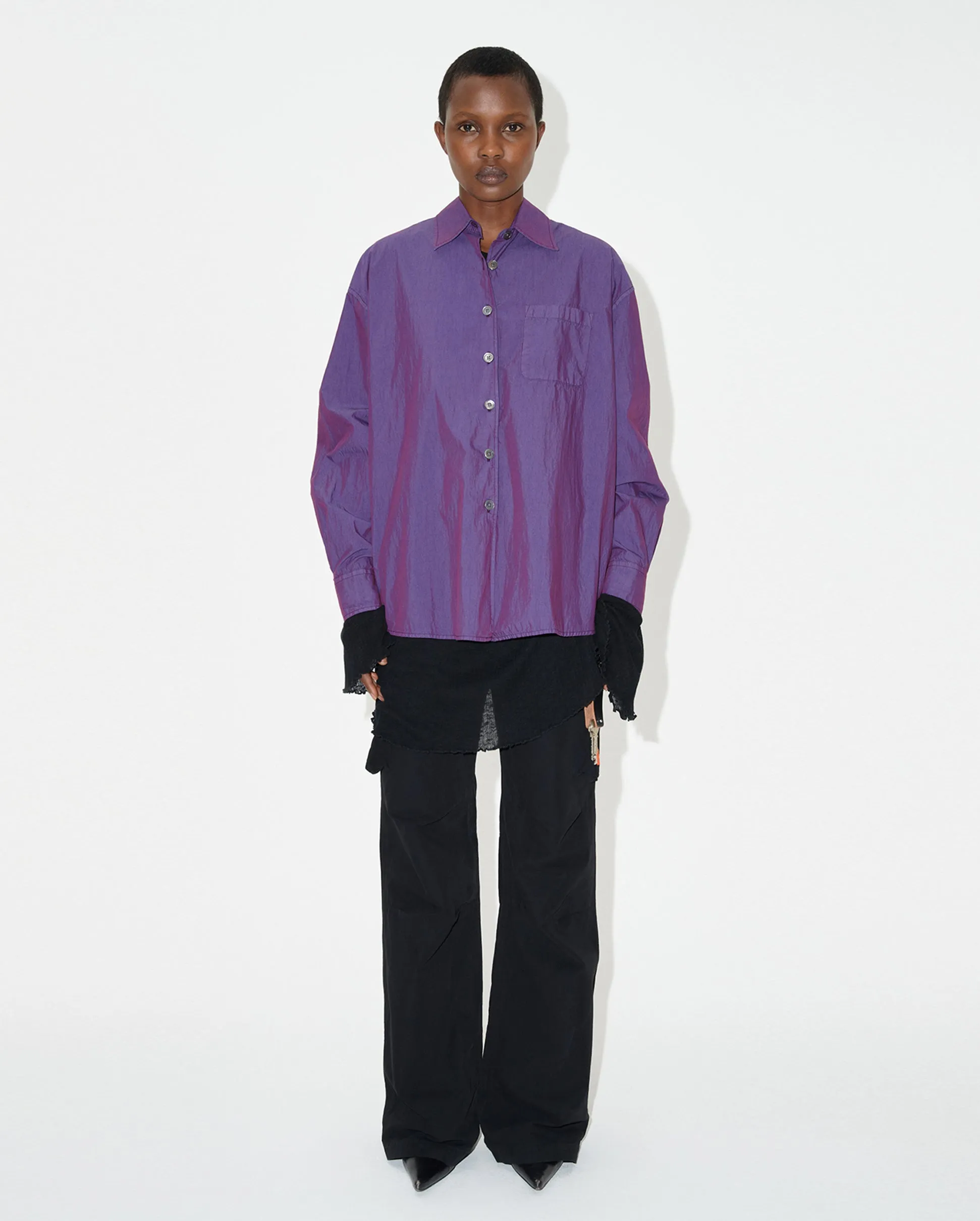 BORROWED SHIRT / BLACKCURRANT PARACHUTE POPLIN