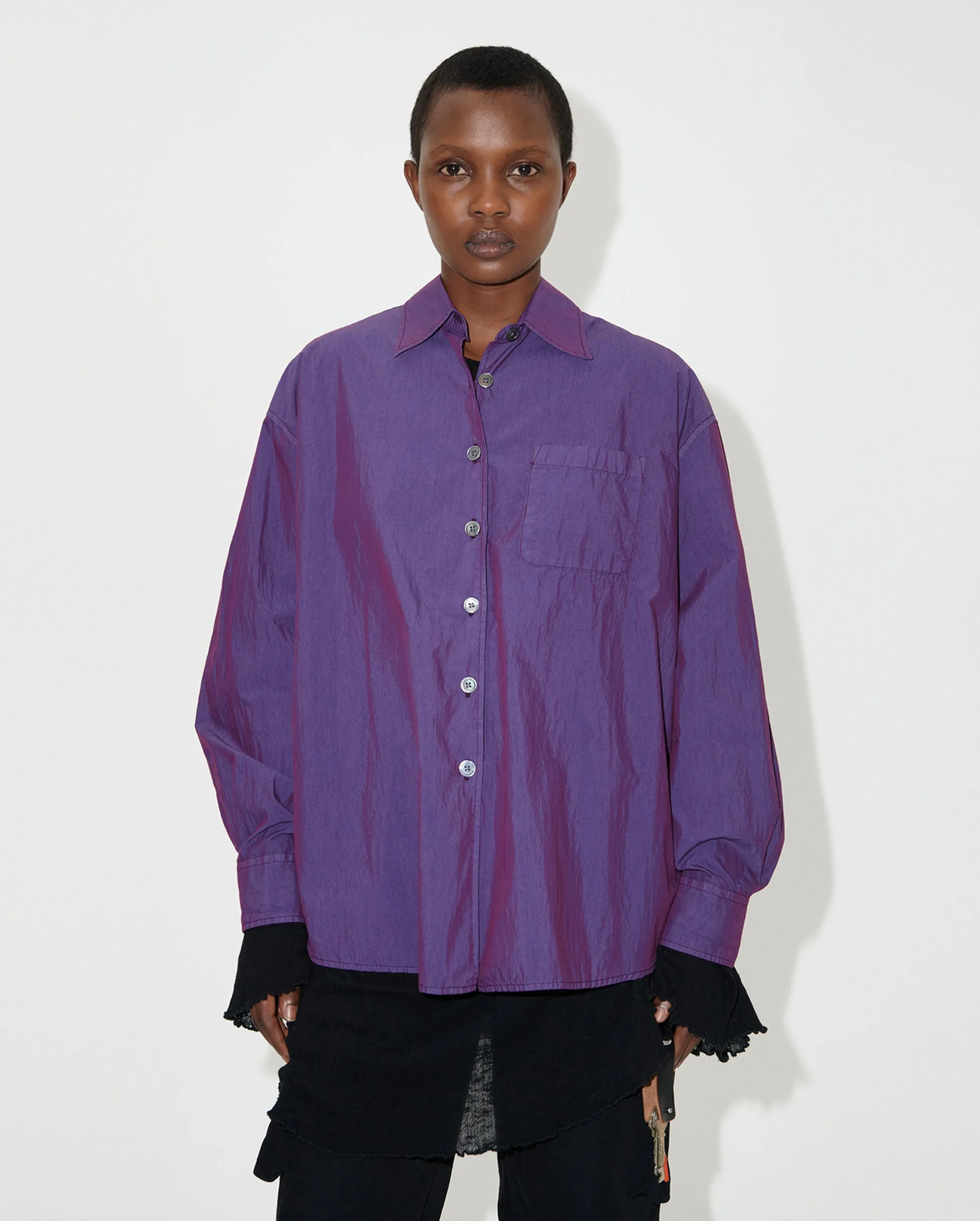 BORROWED SHIRT / BLACKCURRANT PARACHUTE POPLIN