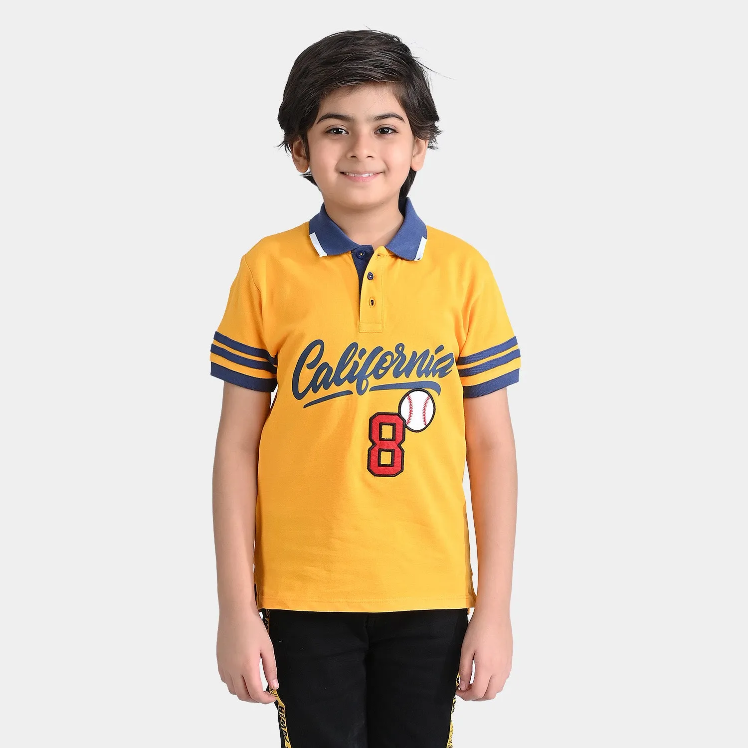 Boys Cotton PK Polo California-Citrus