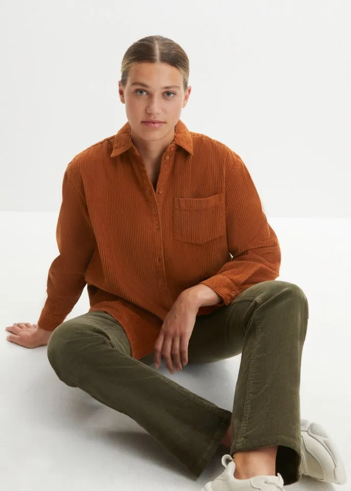 Bpc Bonprix Collection cotton corduroy shirt, orange