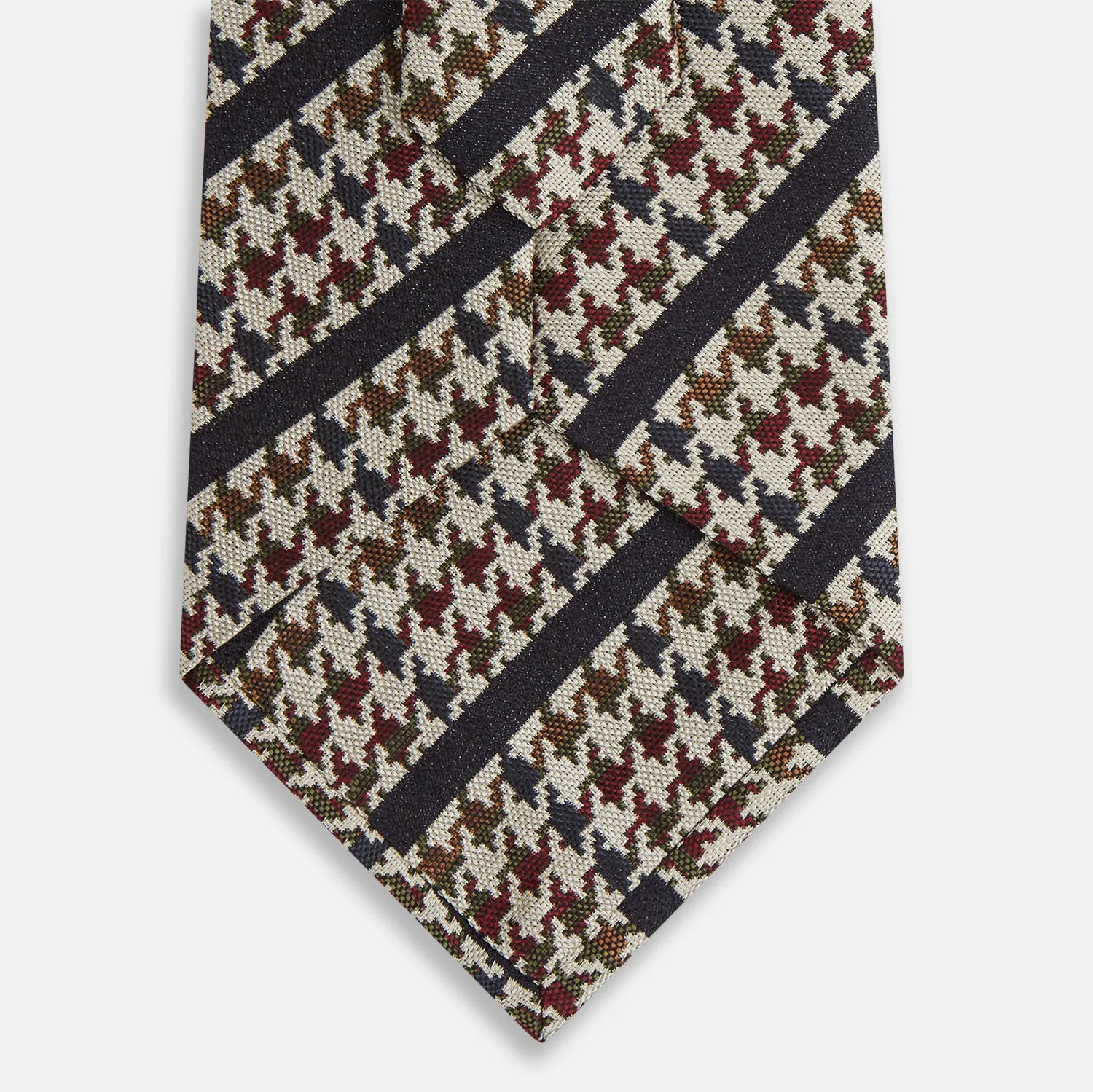 Brown Houndstooth Stripe Silk Tie