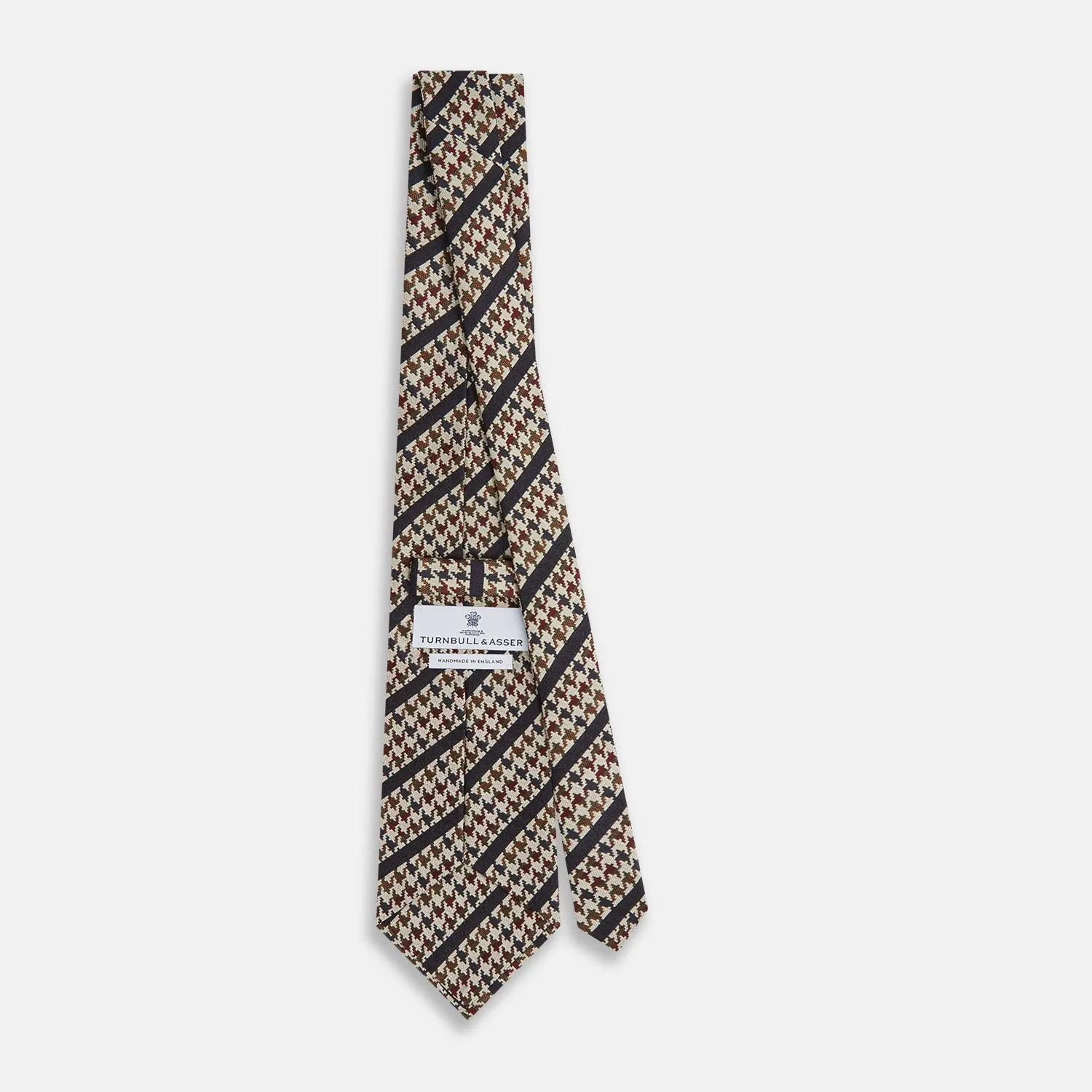 Brown Houndstooth Stripe Silk Tie