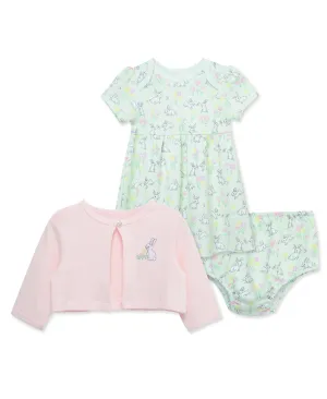 Bunny Garden Dress & Cardigan Set