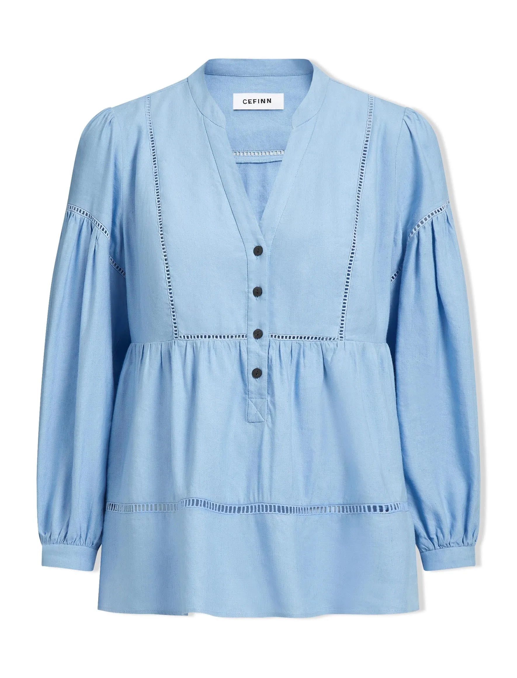 Callie Linen Blend Shirt - Blue