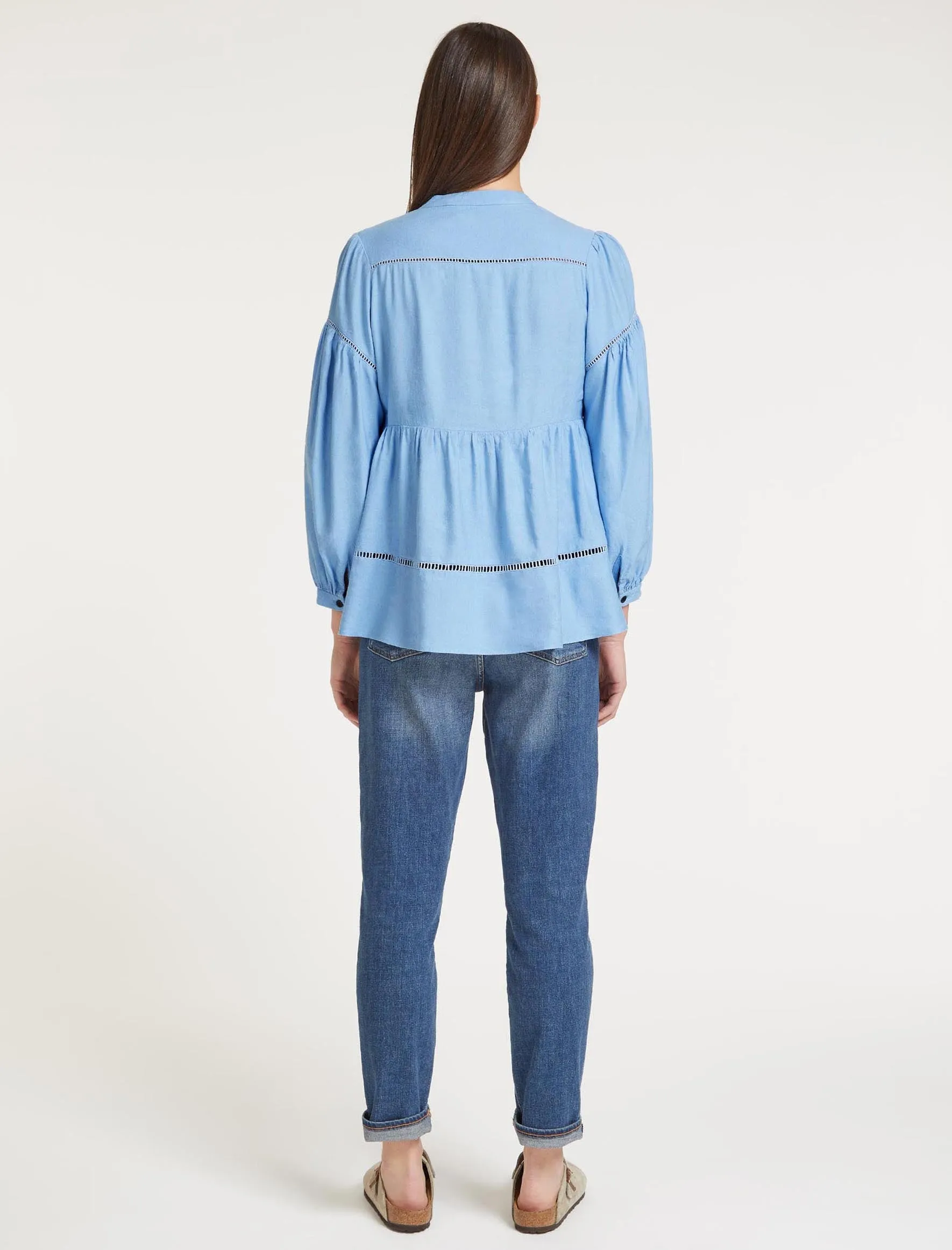 Callie Linen Blend Shirt - Blue