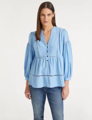 Callie Linen Blend Shirt - Blue