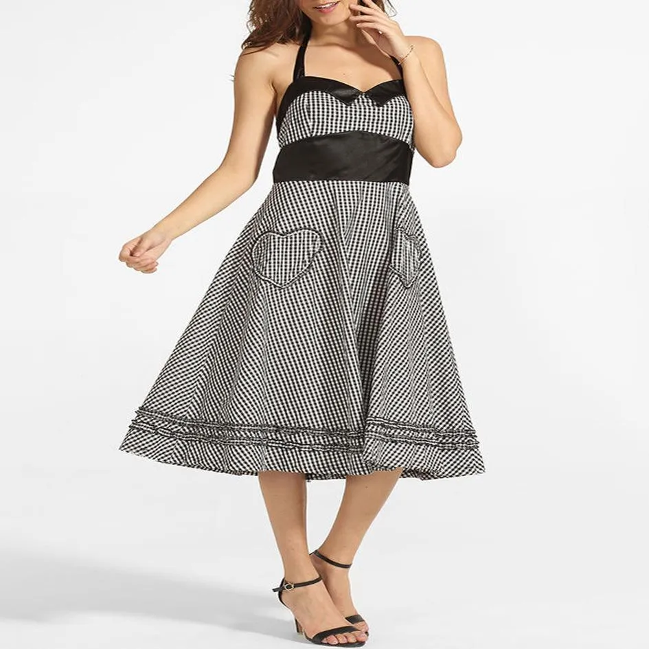 Checker Print Rockabilly Apron Dress