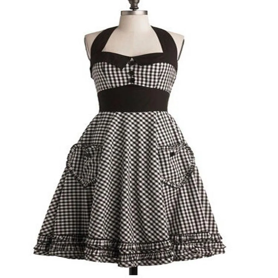 Checker Print Rockabilly Apron Dress