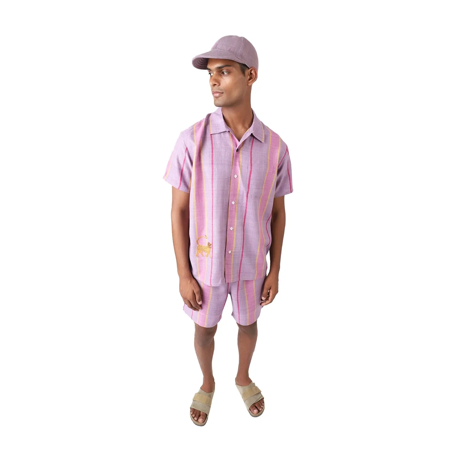 Chintan Short Sleeve Shirt - Matka Silk Digital Lavender