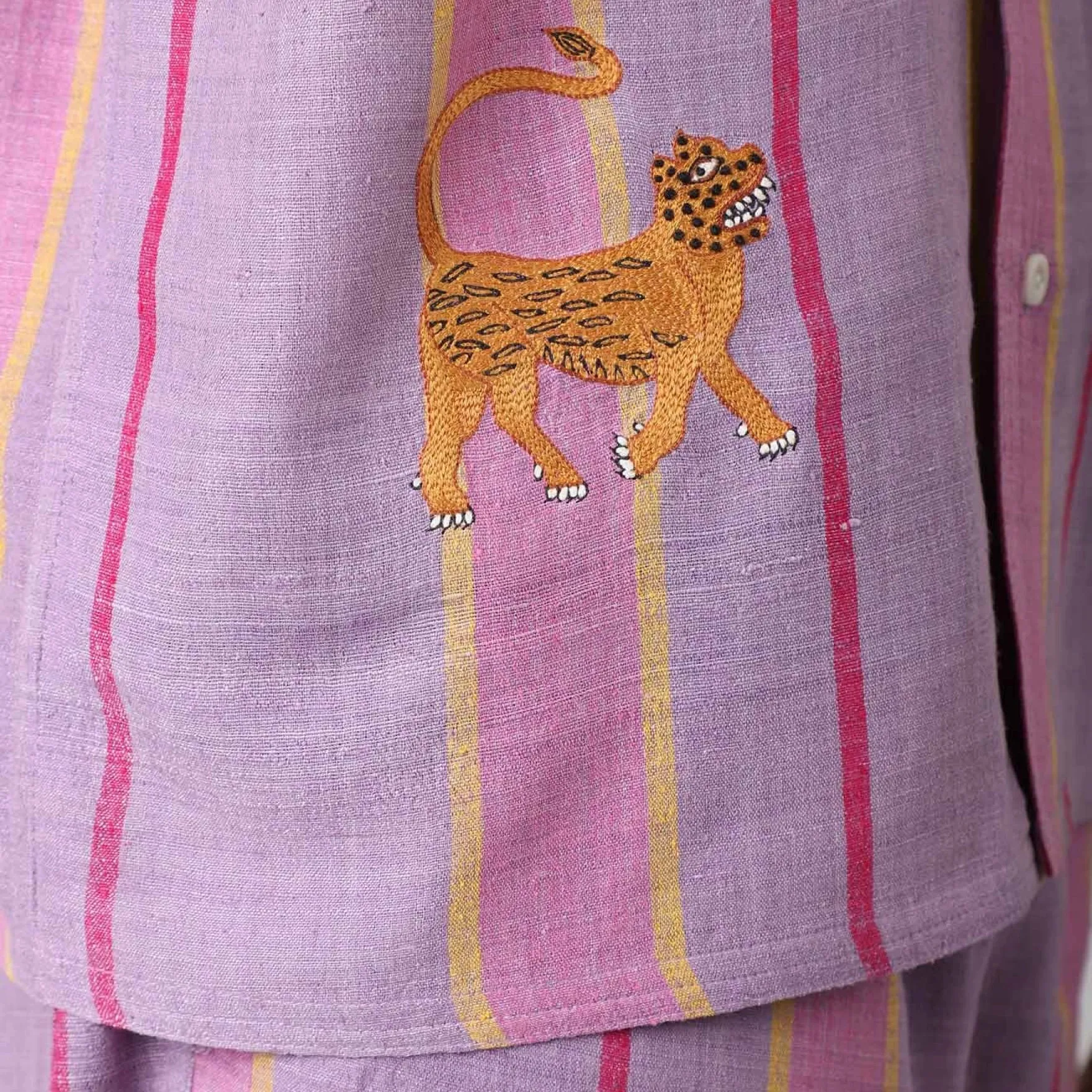 Chintan Short Sleeve Shirt - Matka Silk Digital Lavender