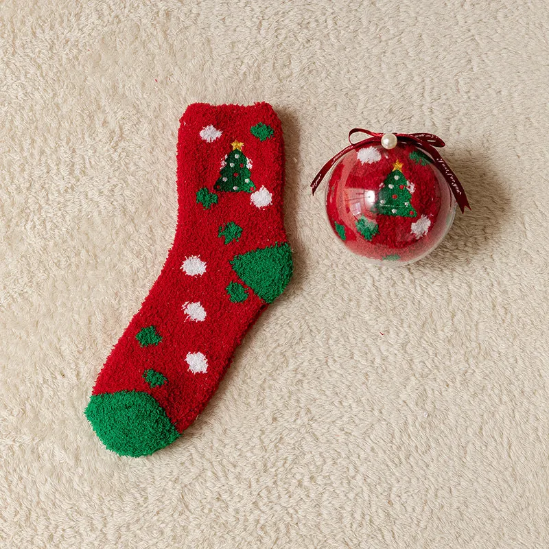 🎅Christmas Sale🎄 Coral Velvet Christmas Stocking Gifts with Ball Ornaments