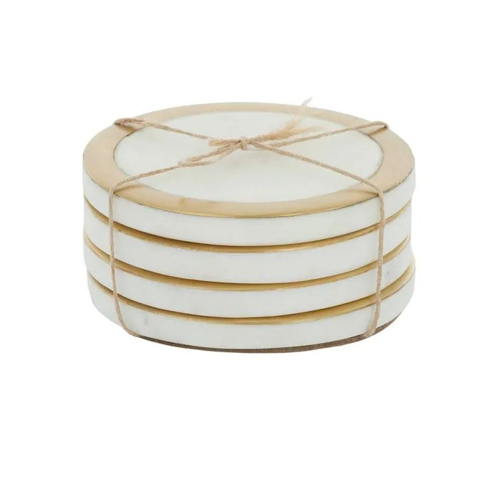 Circa Marble Brass Coasters 10cm Set of 4