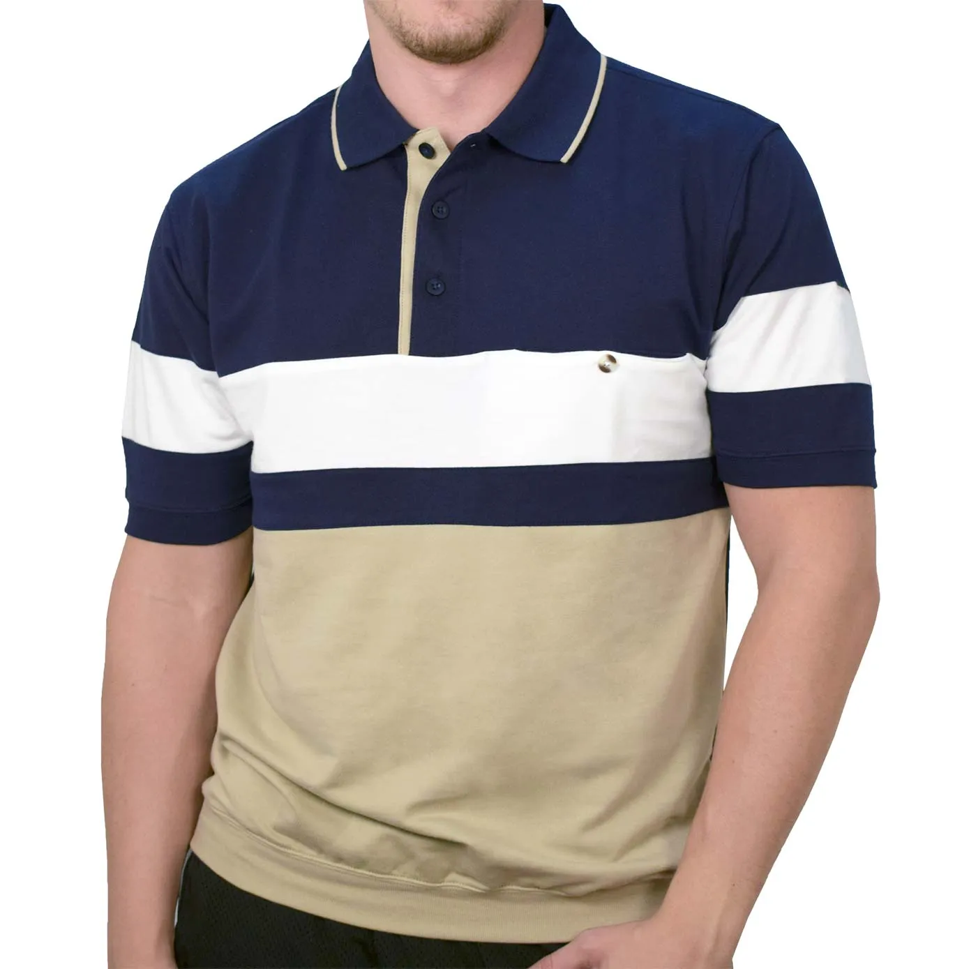 Classics By Palmland Knit Short Sleeve Banded Bottom Shirt 6190-163 Navy