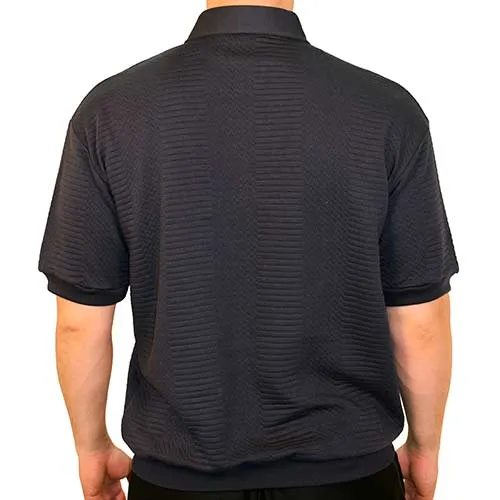 Classics By Palmland Solid French Terry Short Sleeve Banded Bottom Polo Shirt Navy Heather 6090-720