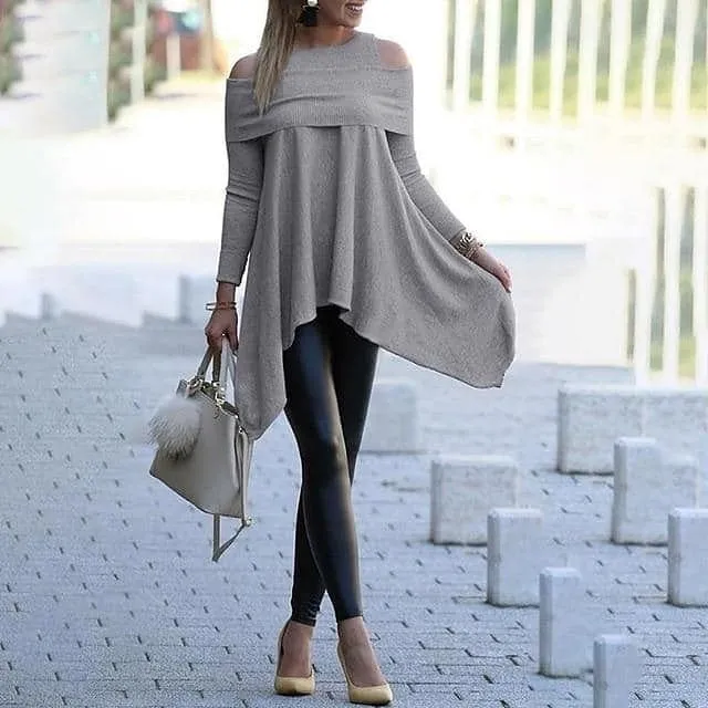 Cold Shoulder Boat Neck Tops