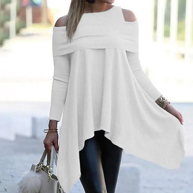 Cold Shoulder Boat Neck Tops