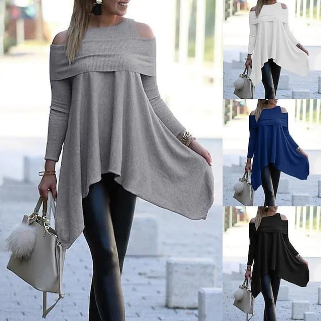 Cold Shoulder Boat Neck Tops