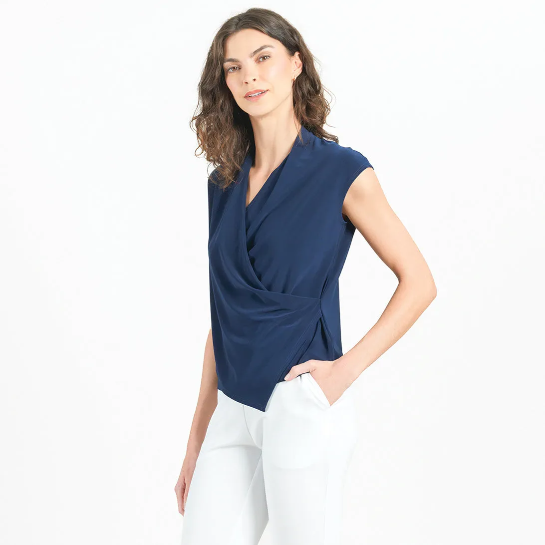 Crossover Faux Wrap Top - Navy - Final Sale!