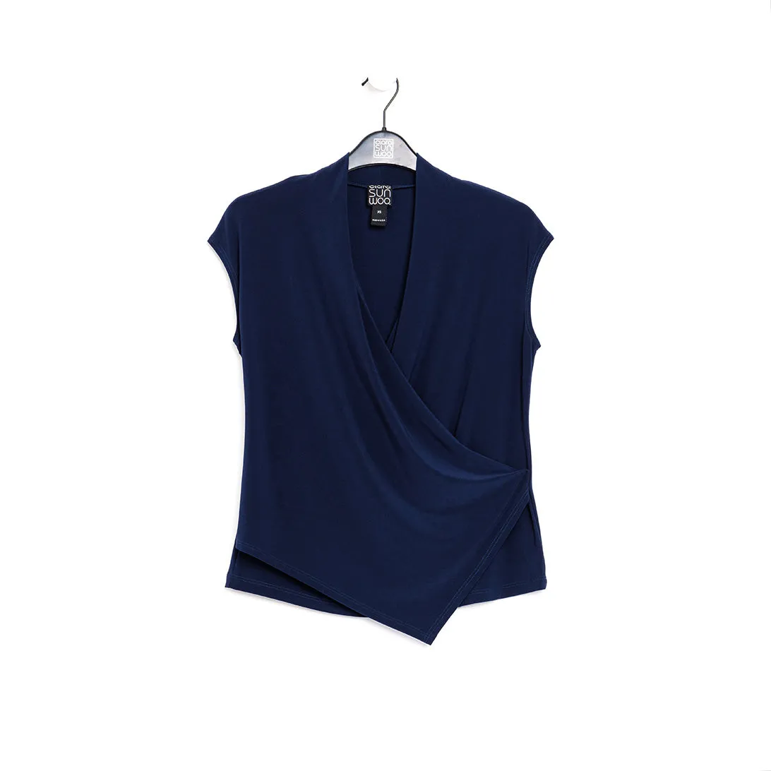 Crossover Faux Wrap Top - Navy - Final Sale!