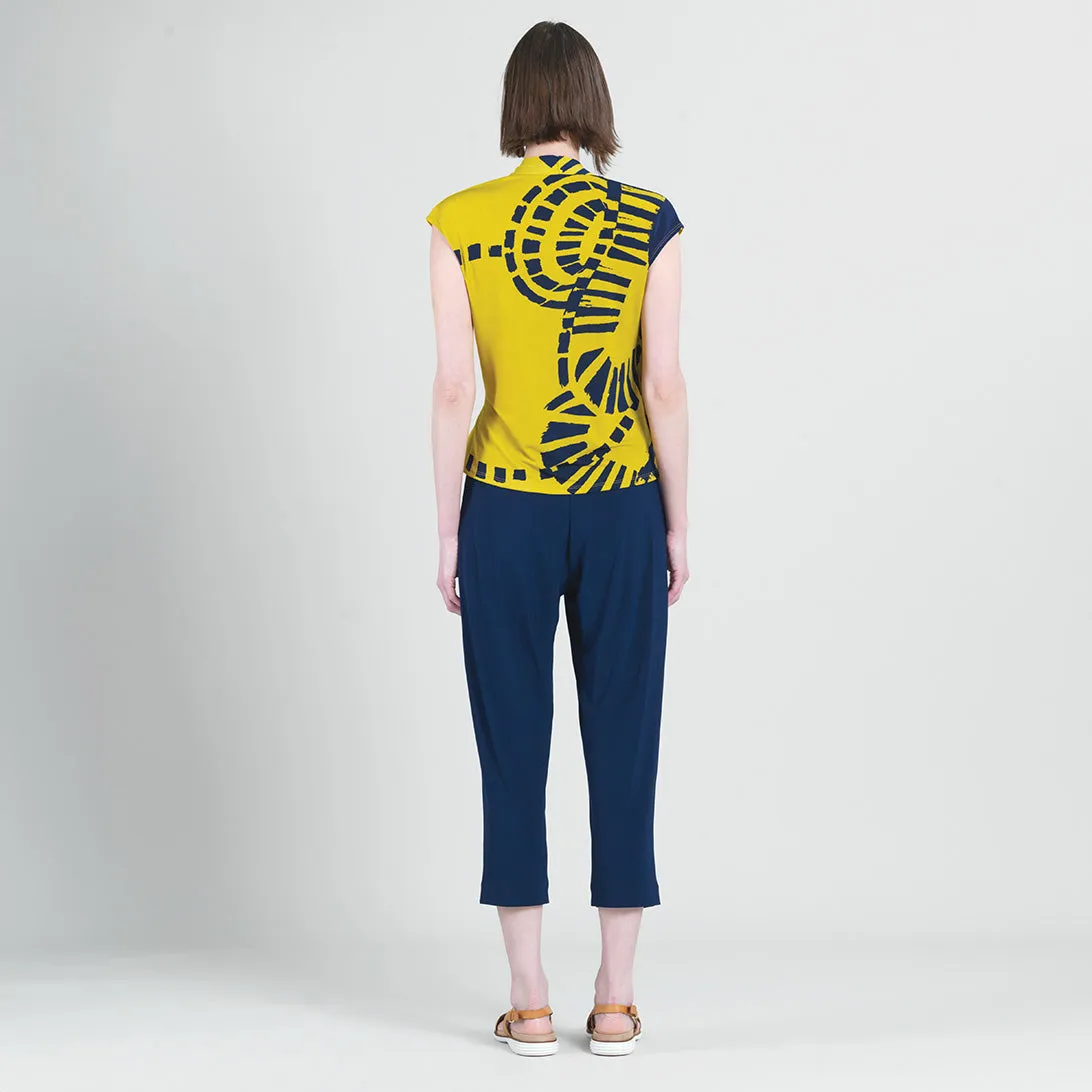 Crossover Faux Wrap Top - Track Line-Yellow - Final Sale!